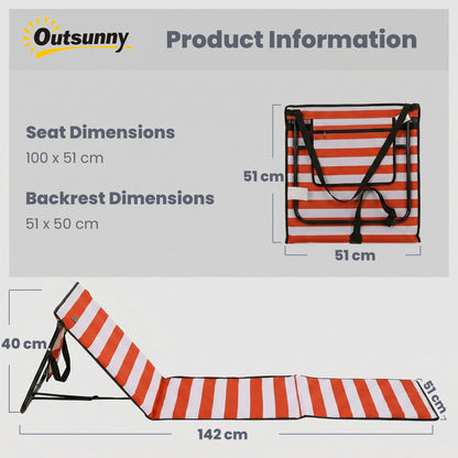 Outsunny Set of 2 Foldable Garden Beach Chair Mat in Black and Red and White