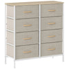 HOMCOM Fabric Chest of Drawers, Industrial Bedroom Dresser with 8 Fabric Drawers, Steel Frame and Wooden Top for Nursery, Living Room, Hallway, Maple Wood-effect