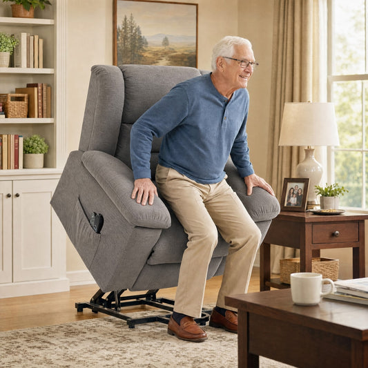 HOMCOM Oversized Riser Recliner Chair with Massage and Heat in Grey