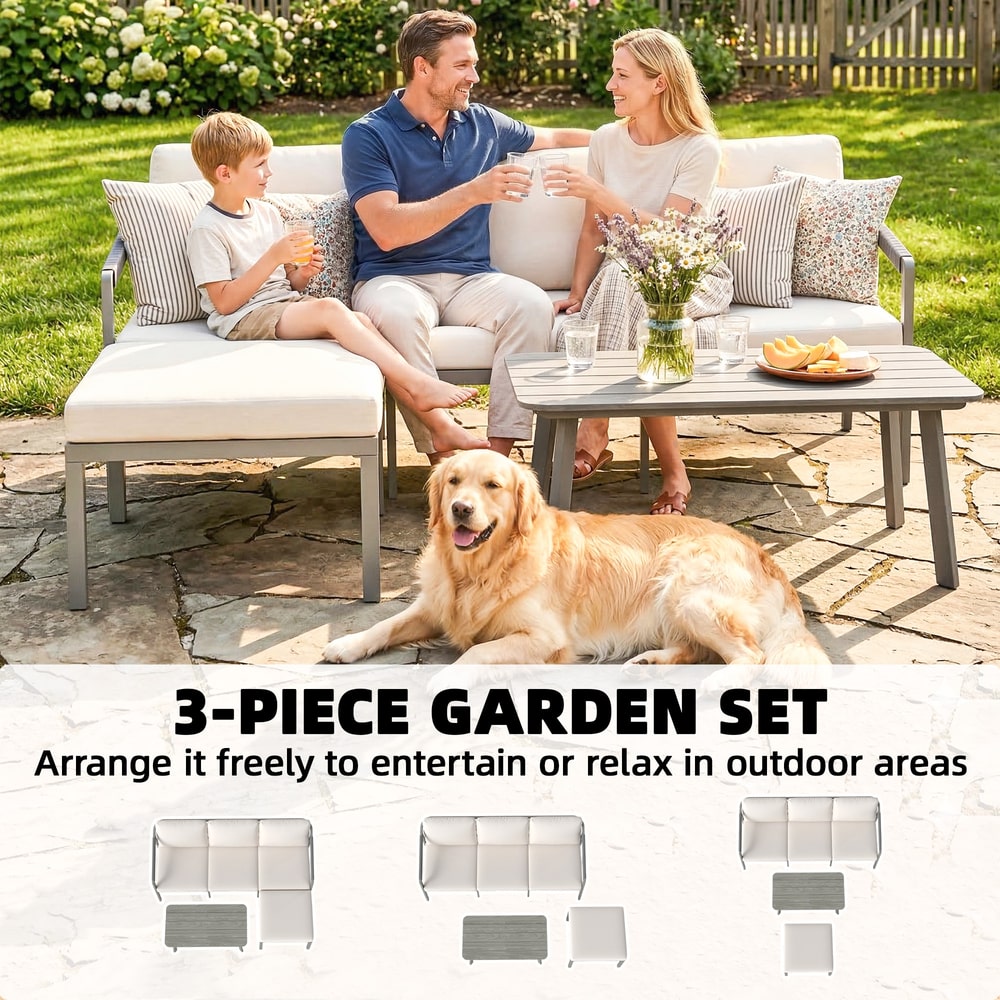 Outsunny 3 Piece Garden Dining Set in Grey