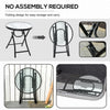 Outsunny Foldable Garden Table, Round Folding Table with Glass Tabletop and Safety Buckle for Patio, Garden, Outdoor, Indoor, Black