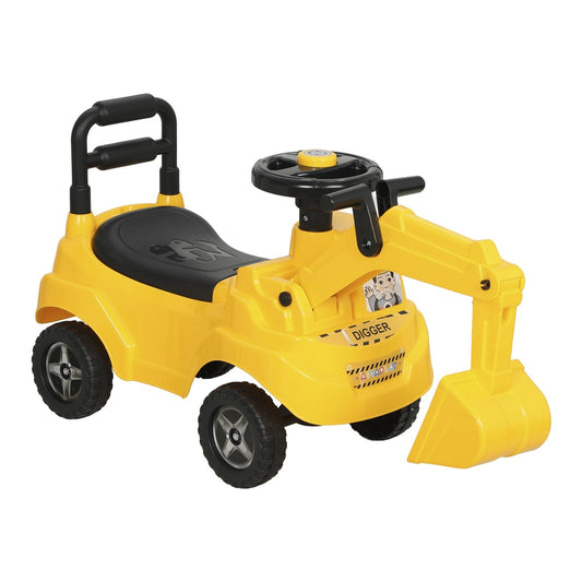 AIYAPLAY Ride On Tractor Digger, Toddler Excavator Toy Car with Adjustable Bucket, Horn, Under Seat Storage for Ages 1-3 Y Yellow