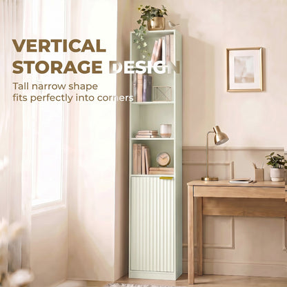 HOMCOM Bookcase Adjustable Shelf Bookshelf Anti-Tip Hardware 6-Tier Storage Cabinet Light Green