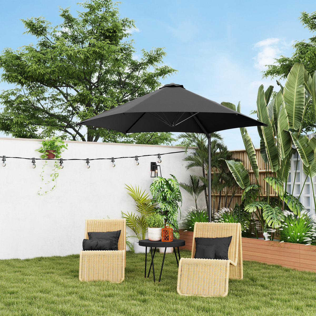 Outsunny 2.5m Rotating Cantilever Parasol in Black