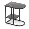2-Tier C-shaped End Table Modern Sofa Side Table with Metal Frame-Black