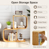 S-Shaped Bookcase Bamboo Bookshelf with 2 Open Cubes-2-Tier