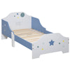 HOMCOM Toddler Bed Frame, Kids Bedroom Furniture for Boys Girls with Safe Guardrails, Low Junior Blue