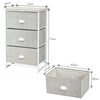 3/4 Fabric Nightstand Bedside Storage Cabinet Folding Drawers-3-Tier-White