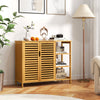 2-Door Bamboo Bathroom Cabinet with Shelves-Natural
