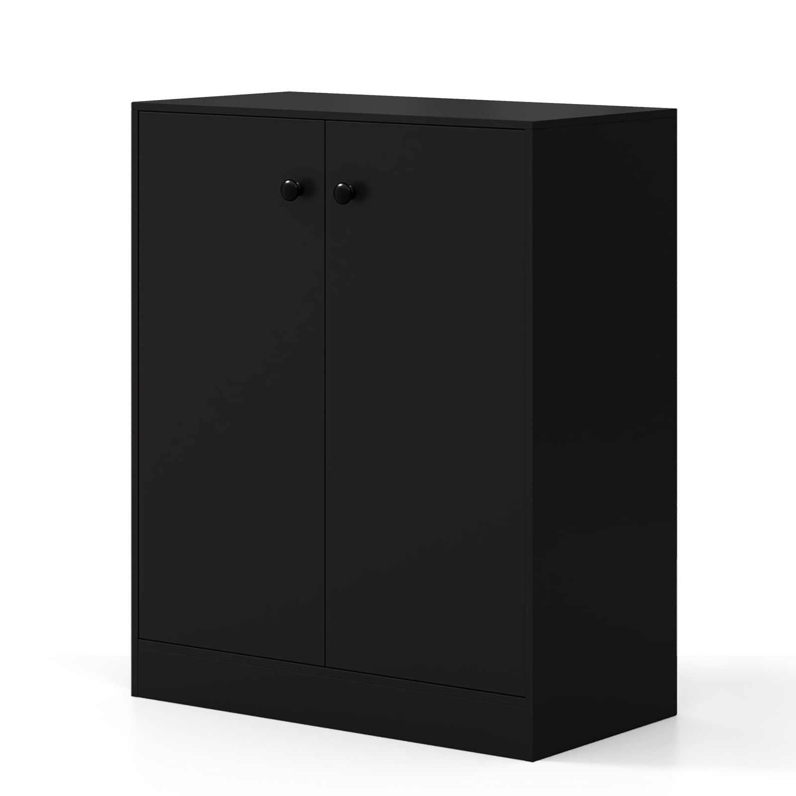 2-Door Storage Cabinet with 3 Shelves-Black