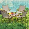 Set of 2 Folding Camp Chairs Lightweight with Aluminum Frame-Beige