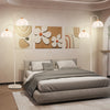2 Light Floor Lamp with Foot Switch and Woven Lampshades-White