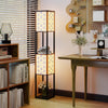 2-Light Floor Lamp with Shelves Wooden Shelf Lamp with 2 Cut-out Patterned Lampshades-Size 1