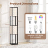 2-Light Floor Lamp with Shelves Wooden Shelf Lamp with 2 Cut-out Patterned Lampshades-Size 1