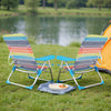 2 Pack Foldable Beach Chair with Armrests and Carry Strap-Colourful-M