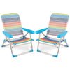 2 Pack Foldable Beach Chair with Armrests and Carry Strap-Colourful-M