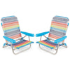 2 Pack Foldable Beach Chair with Armrests and Carry Strap-Colourful-S