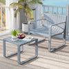 2 Piece Patio Furniture Set with Square Coffee Table-Grey