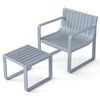 2 Piece Patio Furniture Set with Square Coffee Table-Grey