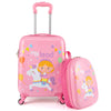2 Pieces Kid Luggage Set with 4 Spinner Wheels and Telescopic Handle-Pink