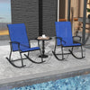 2 Pieces Outdoor Rocking Chairs with Breathable Backrest-Navy