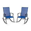 2 Pieces Outdoor Rocking Chairs with Breathable Backrest-Navy