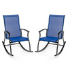 2 Pieces Outdoor Rocking Chairs with Breathable Backrest-Navy