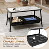 2 Pieces Patio Furniture Set with 2 Storage Compartments-Black