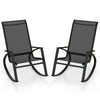 2 Pieces Patio Rocking Chairs with Ergonomic Backrest and Safe Stoppers-Black
