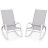 2 Pieces Patio Rocking Chairs with Ergonomic Backrest and Safe Stoppers-Grey