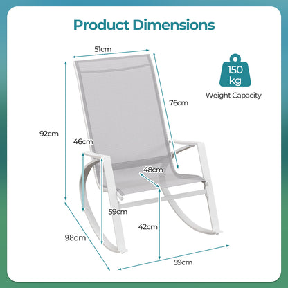 2 Pieces Patio Rocking Chairs with Ergonomic Backrest and Safe Stoppers-Grey