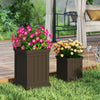 2 Pieces Square Plastic Planters 48cm Large and 32cm Small Flower Pots-Light Brown