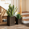 2 Pieces Square Plastic Planters 48cm Large and 32cm Small Flower Pots-Light Brown