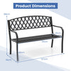 2-Seater Heavy-Duty Metal Garden Bench with Curved Seat and Armrests-Black