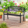 2-Seater Heavy-Duty Metal Garden Bench with Curved Seat and Armrests-Black