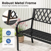 2-Seater Heavy-Duty Metal Garden Bench with Curved Seat and Armrests-Black