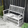 2 Seats Outdoor Glider Bench with Armrests and Slatted Seat-White