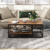 2-Tier 105 cm Industrial Wood Accent Coffee Center Table for Living Room-Rustic Brown