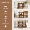 2-Tier PE Rattan Round Side End Table with Tempered Glass Tabletop