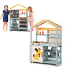2 in 1 Wooden Mud Kitchen and Grocery Store with Removable Sink-Grey