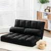 2 in 1 Folding Floor Lazy Sofa Bed with 6 Adjustable Seat Positions and 2 Pillows-Black