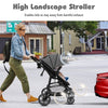 2 in 1 High Landscape Stroller with Reversible Seat and Adjustable Backrest and Canopy-Grey