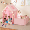 2-in-1 Kids Play Tent with Playpen and Washable Cotton Mat-Pink