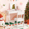2 in 1 Kids Vanity Table and Chair Set with Flip Top Mirror Hidden Storage-White