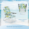 2-Pack Beach Chairs 5-Position Adjustable Folding Chair with Towel Bar-Green