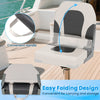Upholstered Folding Captain Boat Chair with Padded Seat and Back-Grey