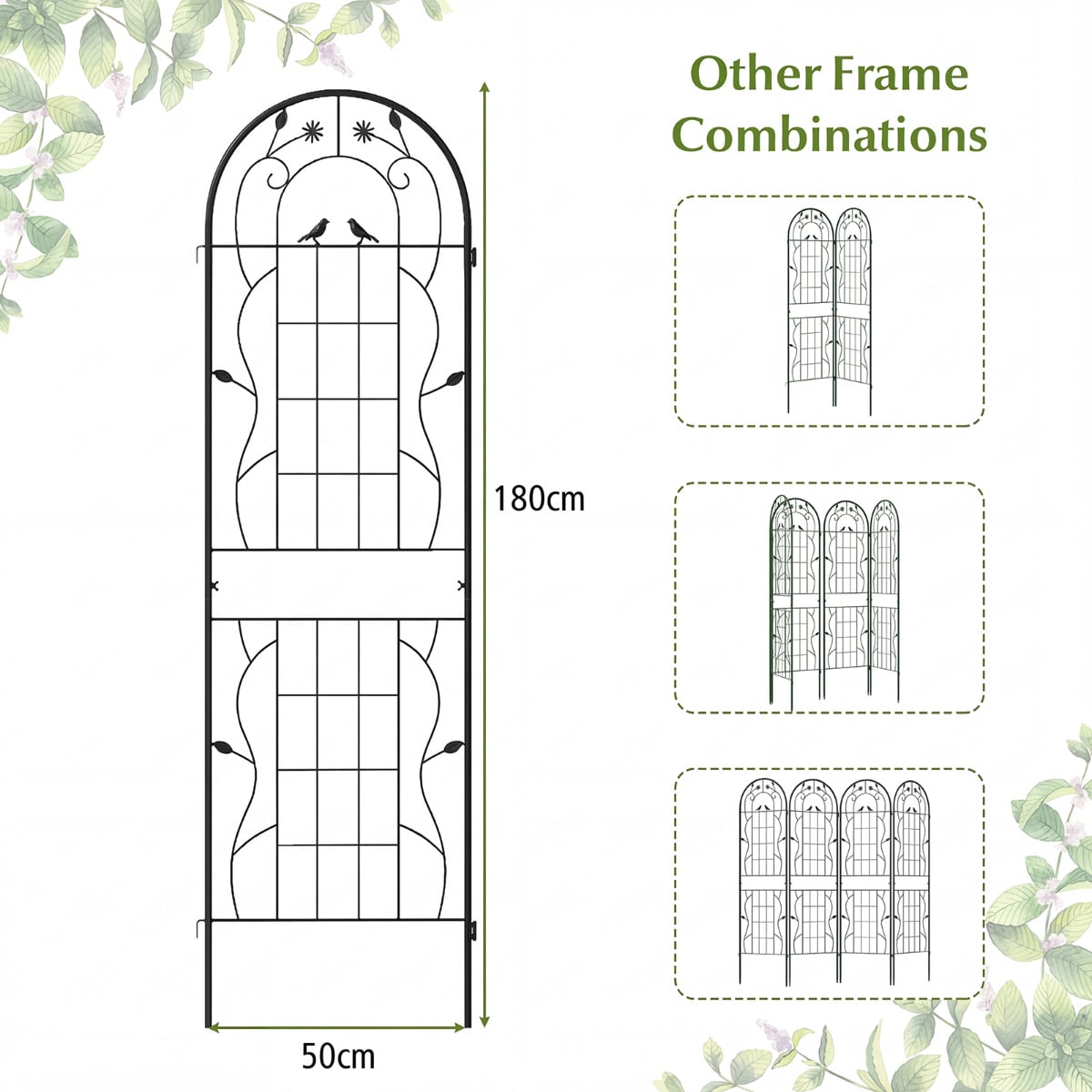 2 Pack Metal Garden Trellis for Climbing Plants-Black