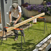 2 Pack Portable Saw Horse Work Table with Quick Open Legs and Support Arms-Orange