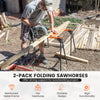 2 Pack Portable Saw Horse Work Table with Quick Open Legs and Support Arms-Orange