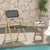 2 Piece Patio Folding Chairs with Woven Rope Seat and Back